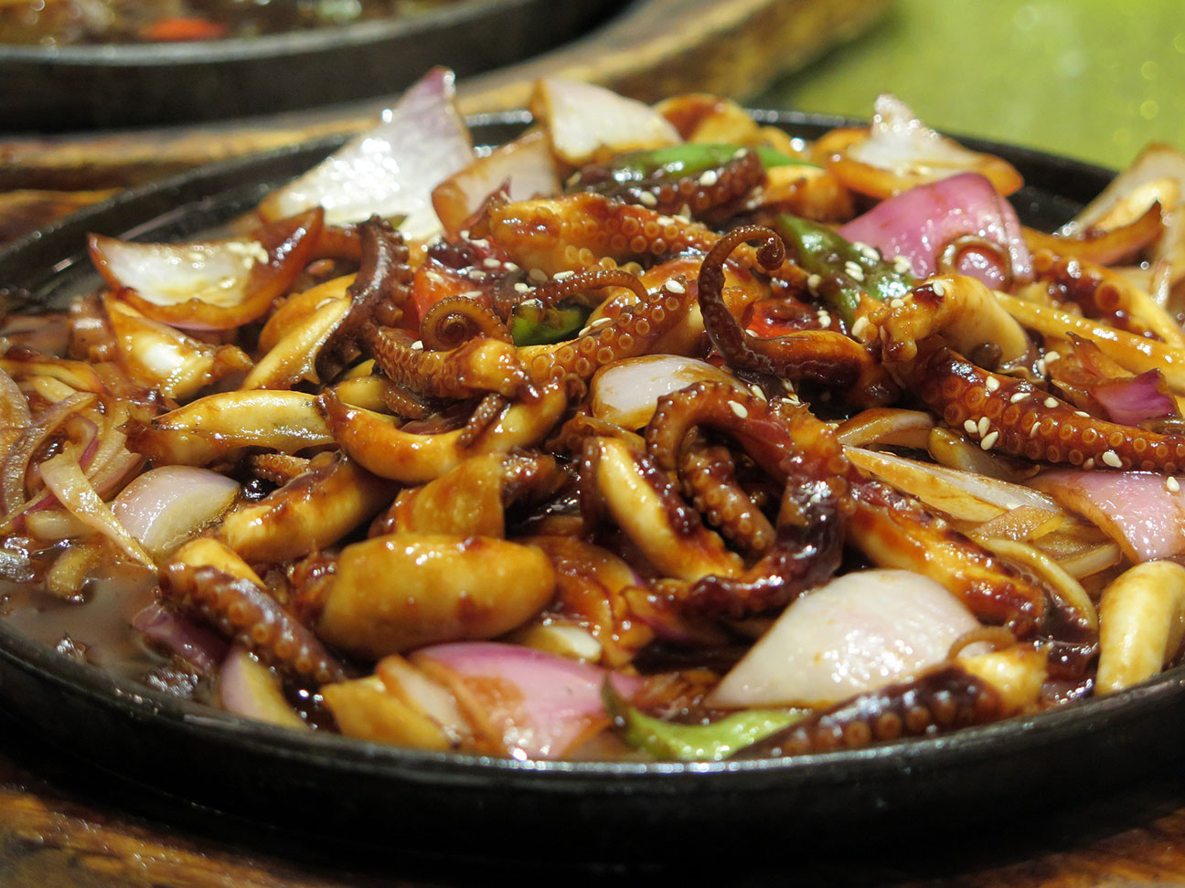 plate of squid and vegetables